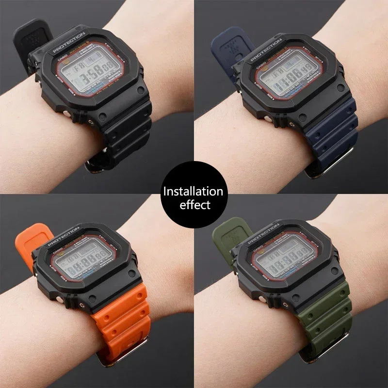 TPU Sport Bracelet For Casioak DW-5600 DW5000 GA2100 Watch Band Stainless Steel Buckle Siliconer Strap16mm Replacement Wristba Qme