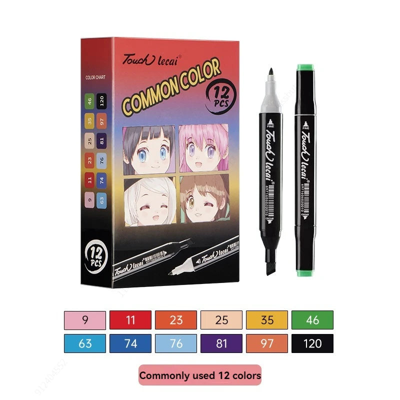Alcohol Markers, Dual Brush Tip Permanent Art Markers, Coloring Marker, for Book Painting Card Making, Christmas gift Qme common colors