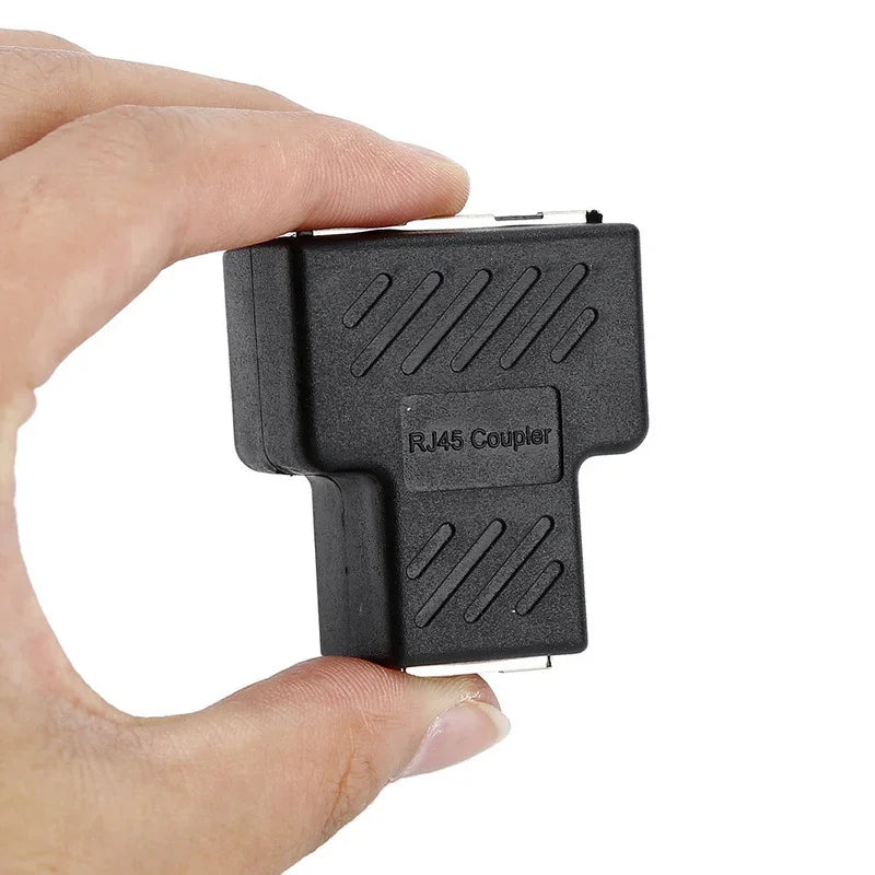 10pcs Black Ethernet Adapter Lan Cable Extender Splitter for Internet Connection Cat5 RJ45 Splitter Coupler Contact Modular Plug Qme