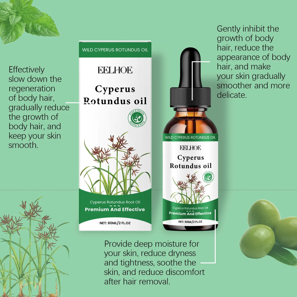 60ml Cyperus Rotundus Oil Gentle Hair Removal Care Oil Body Hair Inhibitor Serum Moisturizing Nourishing Natural Cypress Oil New Qme