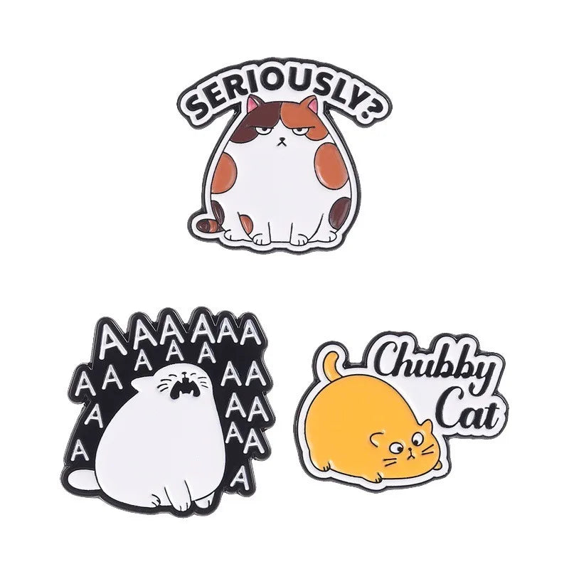 Cute Funny Cat Metal Enamel Pins Kawaii Cartoon Kitten Lapel Pin Animal Badge Decor for Backpack Clothes Fashion Jewelry Gift Qme style4-group