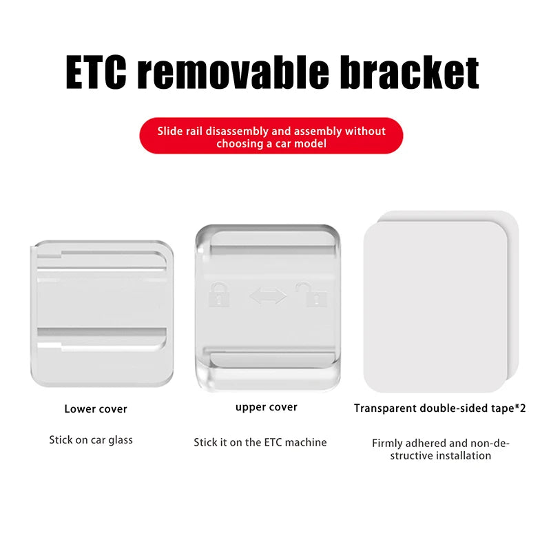 Car Toll Pass Holder Adhesive Sticky ETC Bracket Removable Easy Qme Transparent