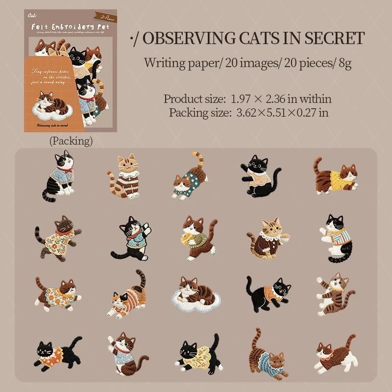 20Sheets Fluffy Plush Cat Dog Pet Theme No White Edge PET Stickers for DIY Craft Scrapbook Guitar Phone Case Notebook Decoration Qme 1