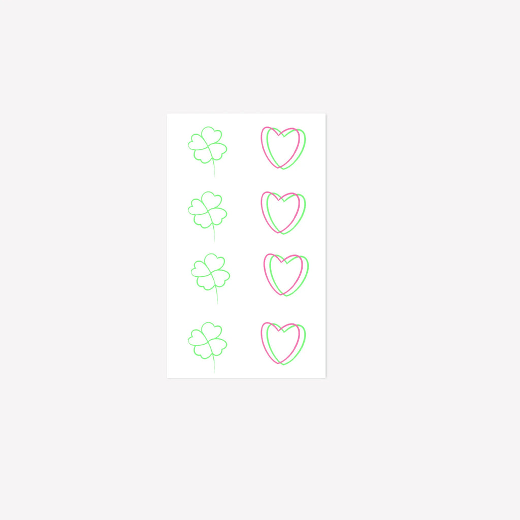 Red Green Heart Clover Tattoo Sticker Temporary Tattoo for Fingers Waterproof Long Lasting Fresh Lucky Style for Women Girls Qme