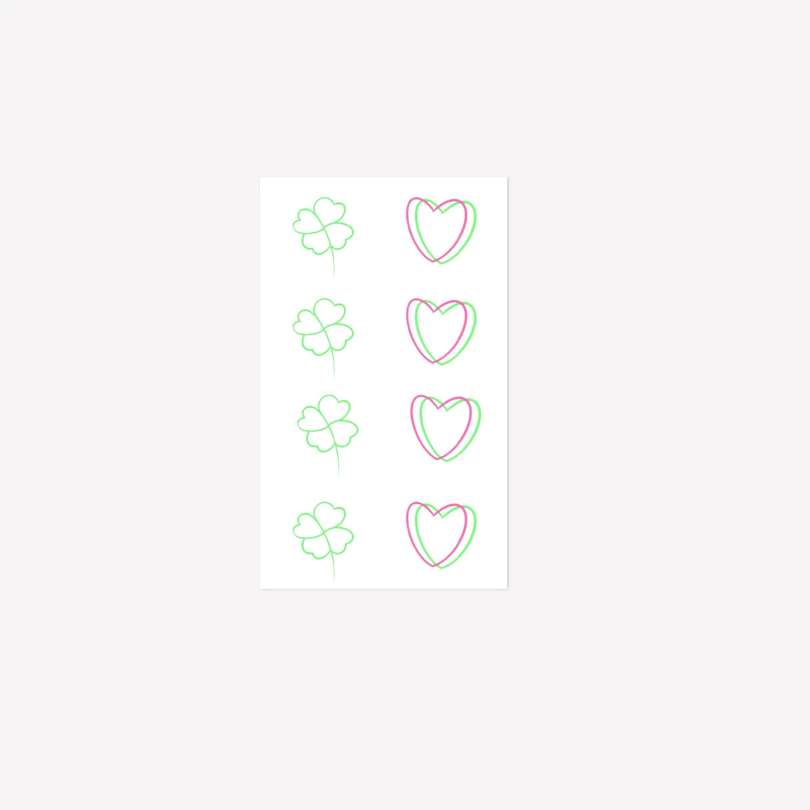 Red Green Heart Clover Tattoo Sticker Temporary Tattoo for Fingers Waterproof Long Lasting Fresh Lucky Style for Women Girls Qme