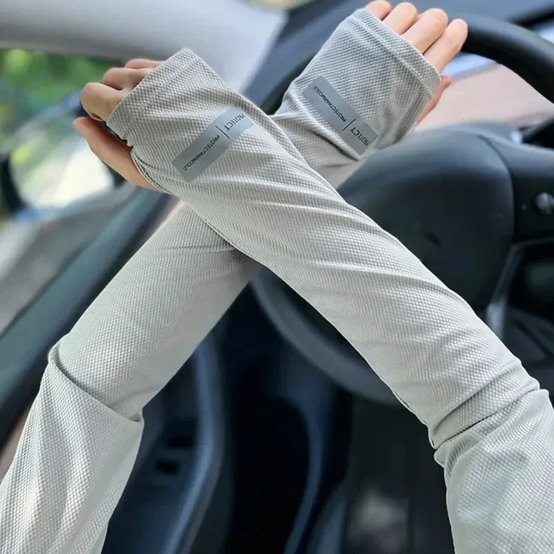 Summer Unisex Cycling Sleeve Cooling Arm Sleeves Anti-sunburn Sunscreen Sleeves Uv Sports Safety Fitness Long Sleeves For Arm Qme GRAY