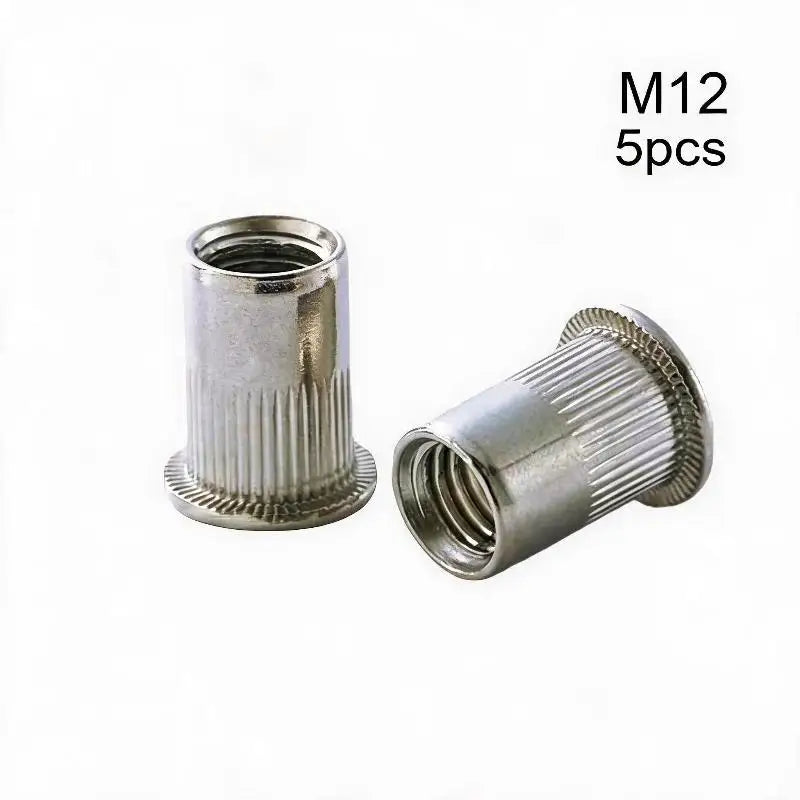 Flat Head Knurled Rivet Nuts Rust Proof 304 Stainless Steel For Car Repair Furniture DIY Use Blind Rivet Nut Insert Tool Qme 5pcs B