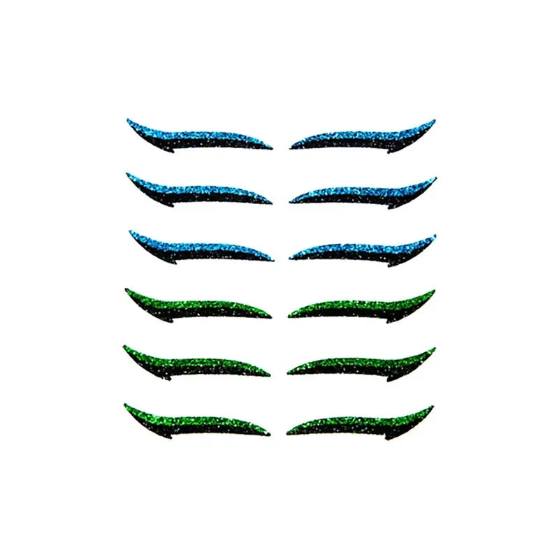 5/6Pair Glitter Eyeliner Sticker Set Self Adhesive Eyeliner Reusable Eyeliner Sticker DoubleLine Eyelid Patch Face Makeup Beauty Qme 6 Pairs BlueGreen