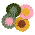 Handmade Cute Flower Coaster Crochet Drink Coasters Table Decor Home Qme 1 set(4Pcs)