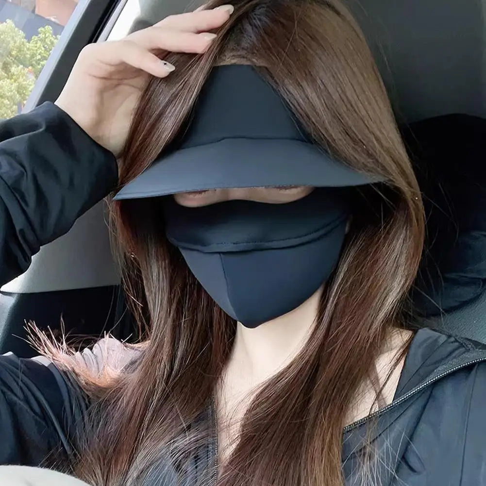 Full-face Integrated Sun Protection Face Cover Hat Mask Anti UV Full Qme