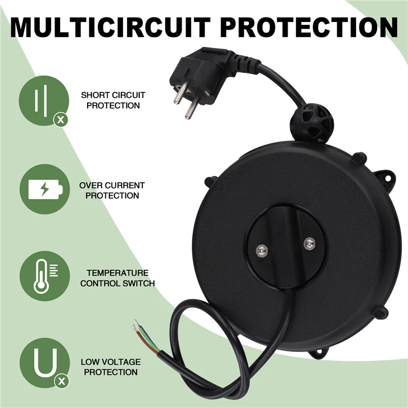 A02F-Small Automatic Retractable Wire Winding Device Retractable Storage Reel Automatic Winding Reel EU Plug Qme
