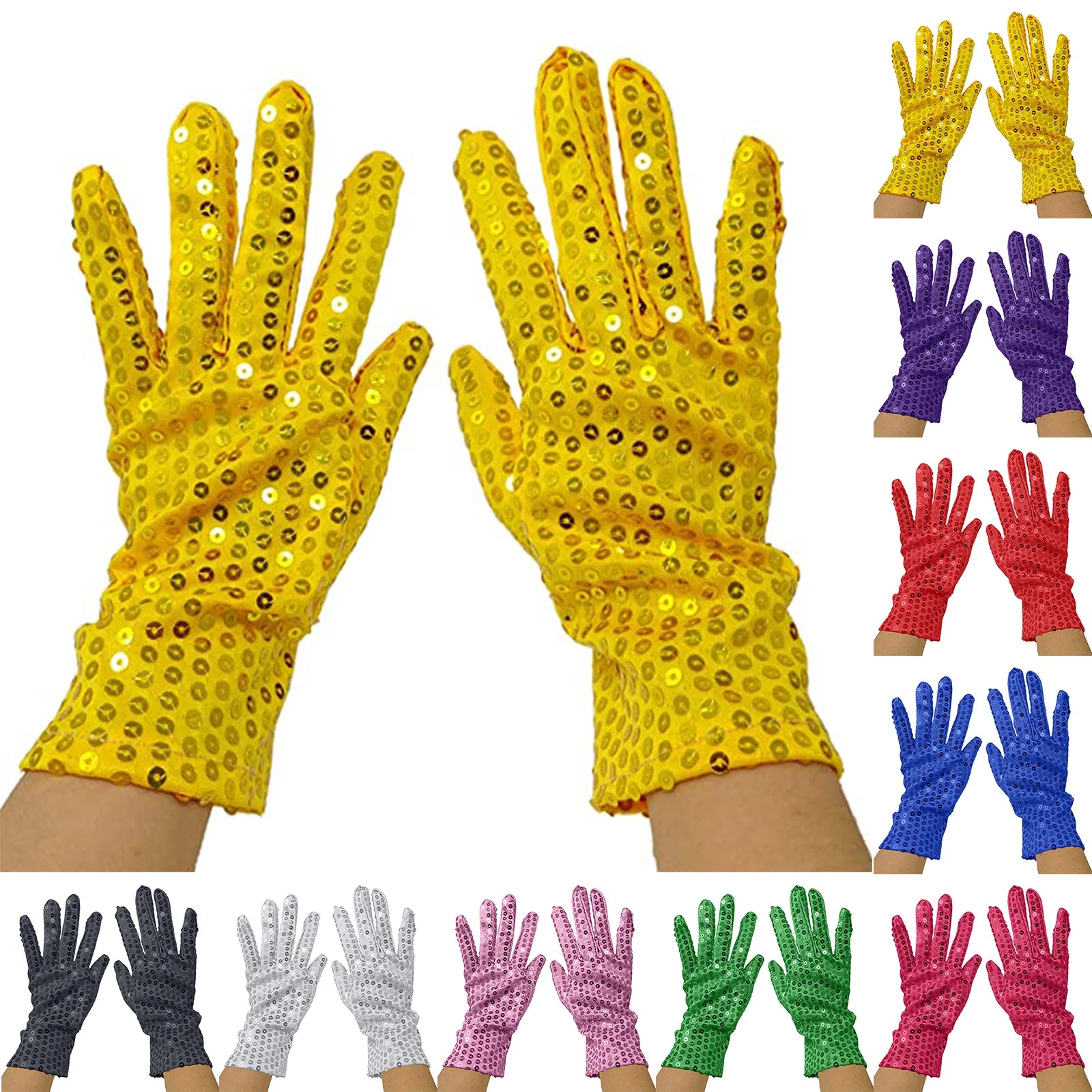 Unisex Creative Sequin Dance Performance Gloves Adult Carnival Clothing Party Accessories Fashionable Stage Decorative Props Qme