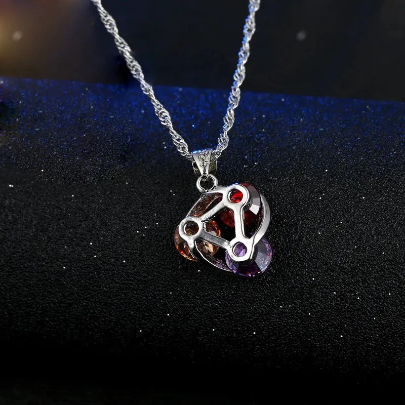925 Sterling Silver Color Fashion Jewelry Set for Women Girl Pendent Necklace Hoop Earrings CZ Zircon Anniversary Party Gift Qme