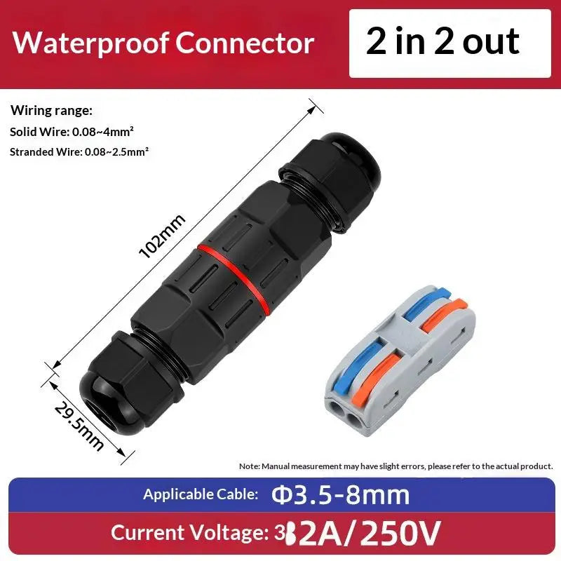 1 IP68 Waterproof Quick Connect Cable Connector 2 Out 3 Pin Qme 2 pin 1PCS