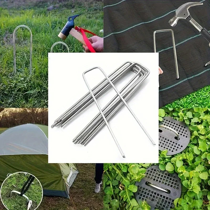 The U-shaped garden stake is very suitable for securing weed fabric, landscape nets and camping tents. Qme