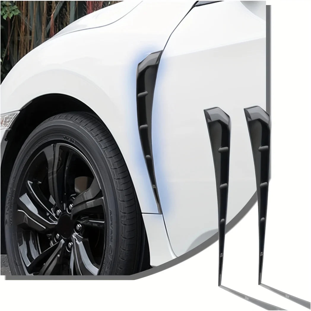 Car Fender Side Vent, 2pcs Carbon Fiber Spoiler Body Trim Cover, Airflow Inlet Air Hole Grille, Car Accessories For Most Cars Qme Black