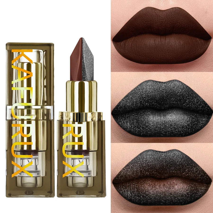 Two Tone Chocolate Lipstick Waterproof Glitter&matte Lip Tint Red Qme 107