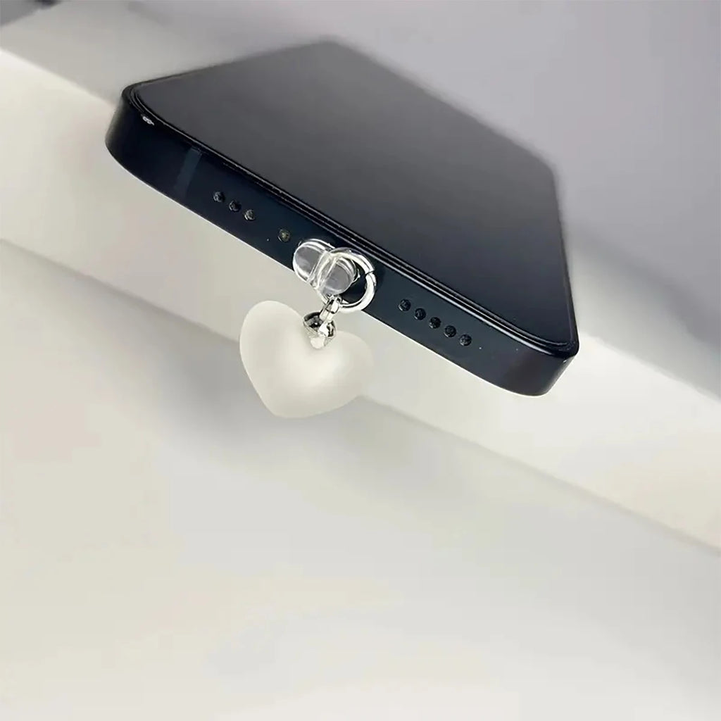 1 Pink Heart-shaped Phone Charging Port Dust Plug Decoration Pendant Qme