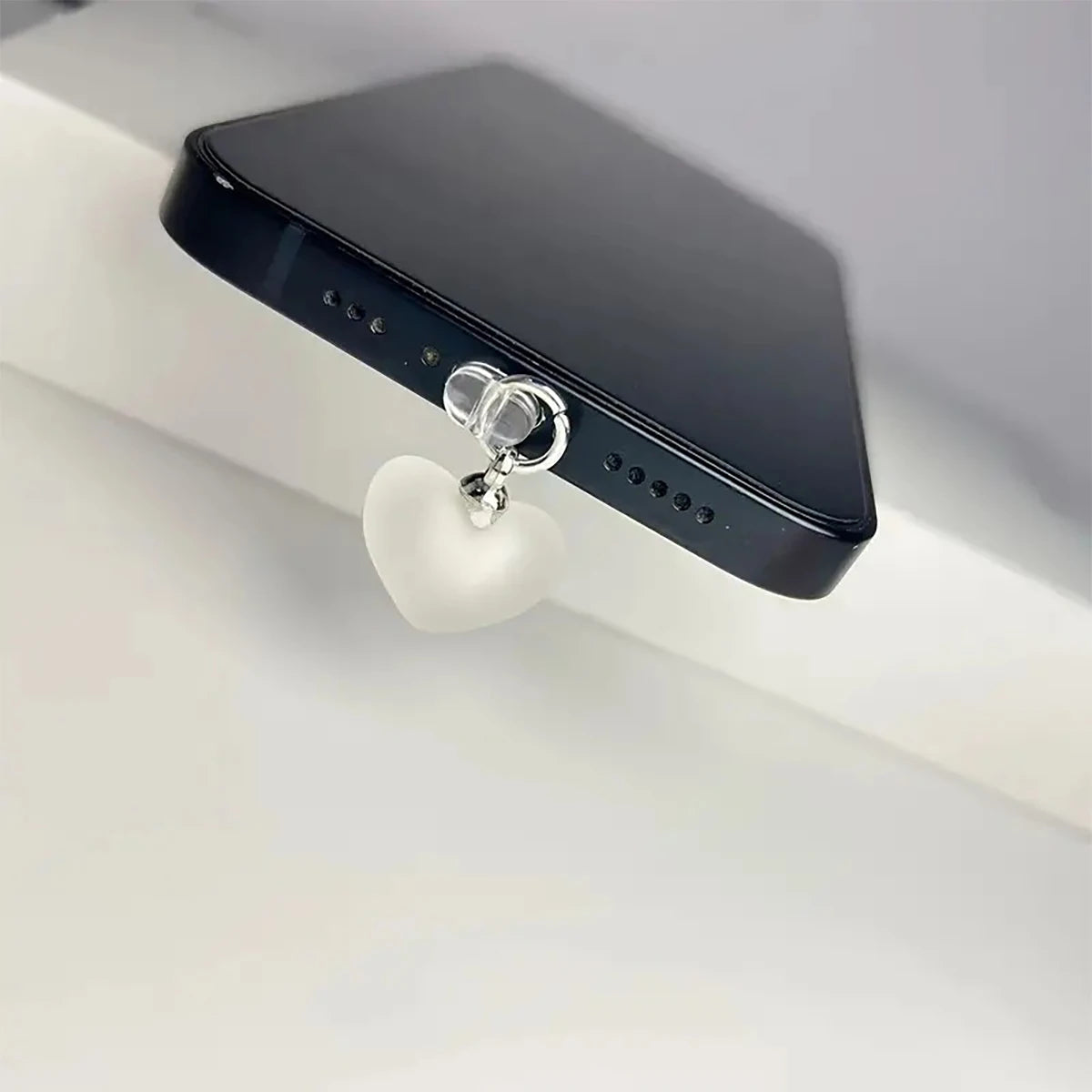 1 Pink Heart-shaped Phone Charging Port Dust Plug Decoration Pendant Qme