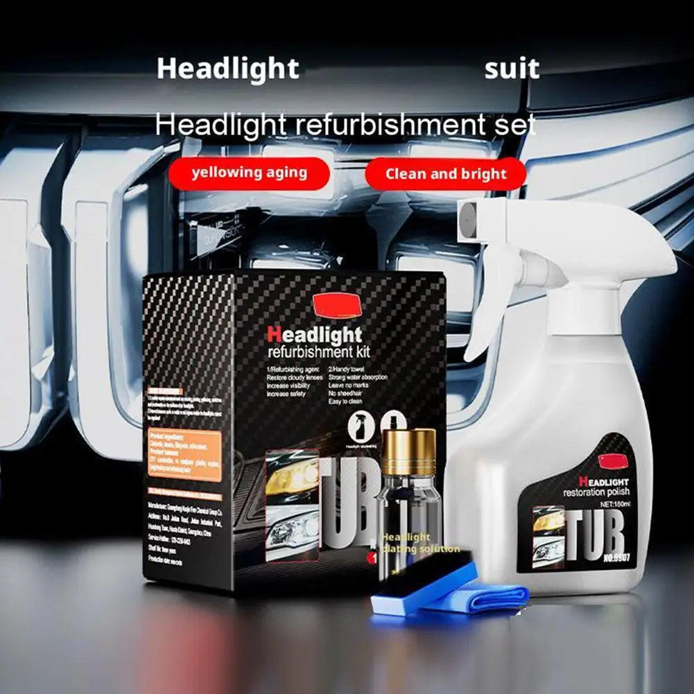 Headlights Cleaner Car Lights Cleaner Coating Spray Hydrophobic 180ml Polishing Anti-Fog Compound For Auto Detailing Windshield Qme