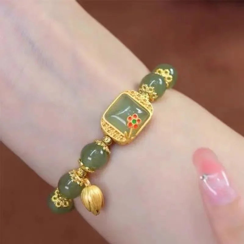 Fashion Creative Lucky Natural Hotan Jade Bracelet Vintage Light