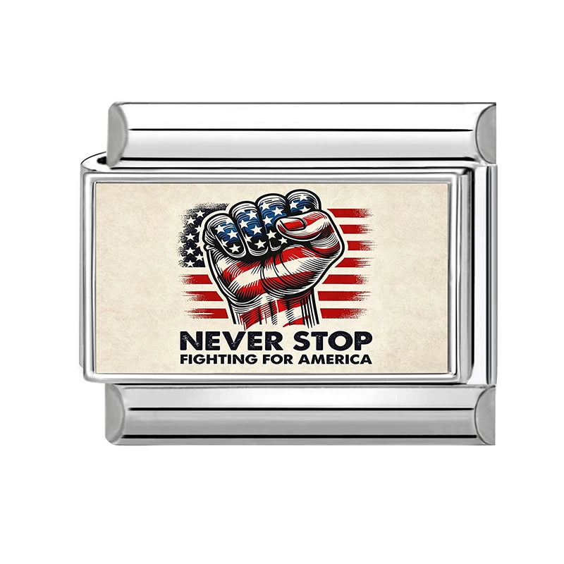 Original Design American Memorial Day Series Fresh Flower Italian Charm Links Fit 9MM Stainless Steel Bracelets DIY Making Gifts Qme Style 3