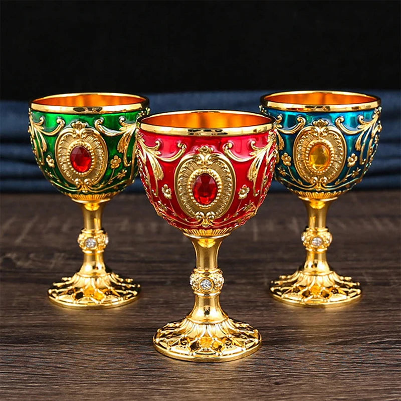 1pc Timeless Embossed Metal Chalice Goblet Vintage Wine Champagne Liqueur Cup Perfect For Bars Restaurants Home Decor Qme