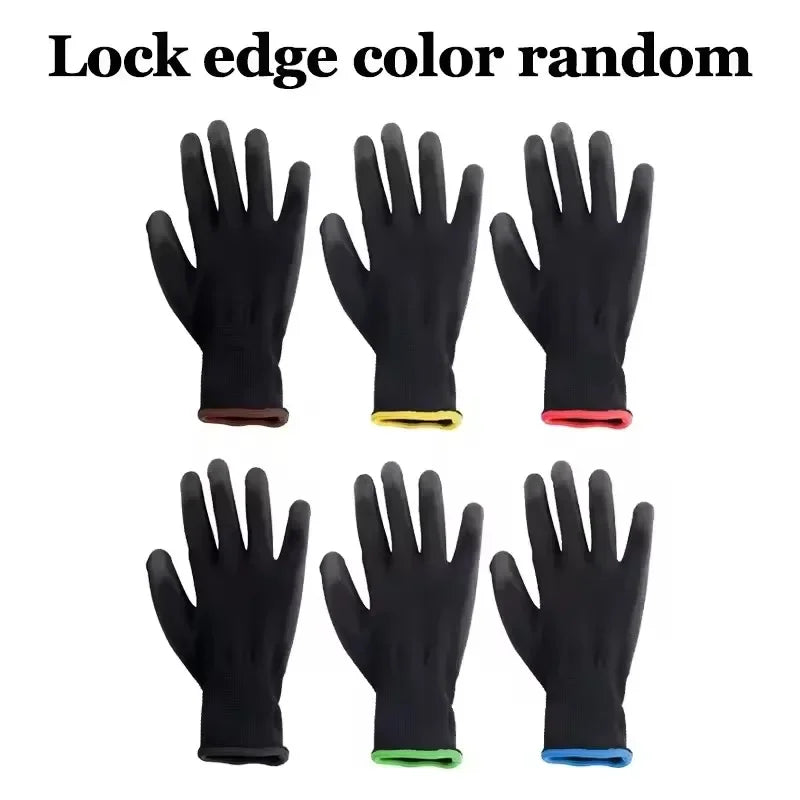50PCS PU Coated Palm Gloves White Anti-static Dust-free Electronic Factory Labor Protection Gloves PU Coated Fingertips Qme