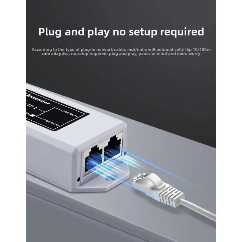 1PCS 100Mbps Standard POE Splitter Repeater Cascade Device POE 1-in-2-out Extender Amplifier Qme