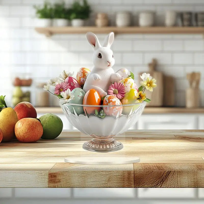 Cute Rabbit Desktop Ornament Easter Egg Shaped Cottage Acrylic 2D Flat Qme A11