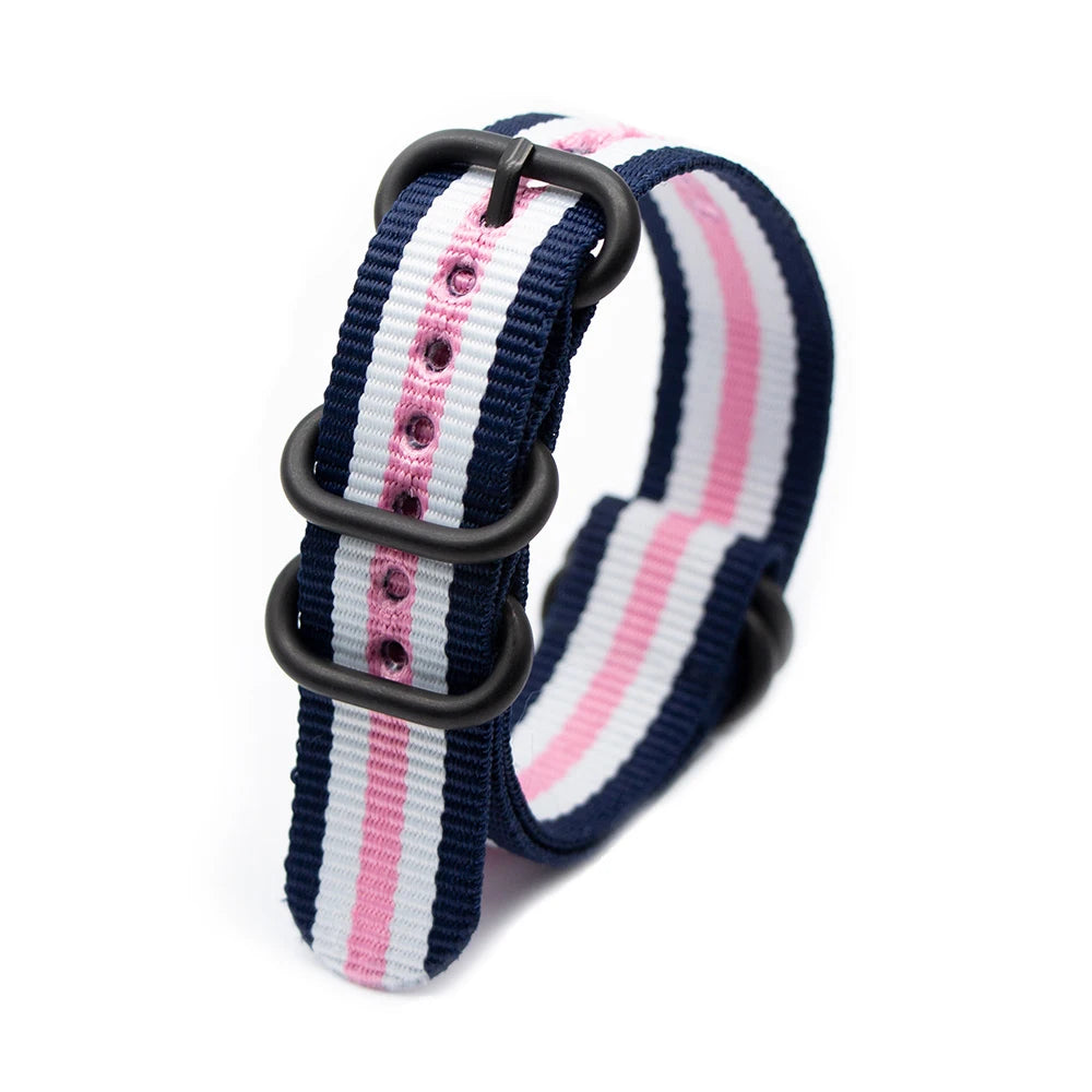 Army Sports Nylon Watch Band Black Ring Buckle Wristband Accessories