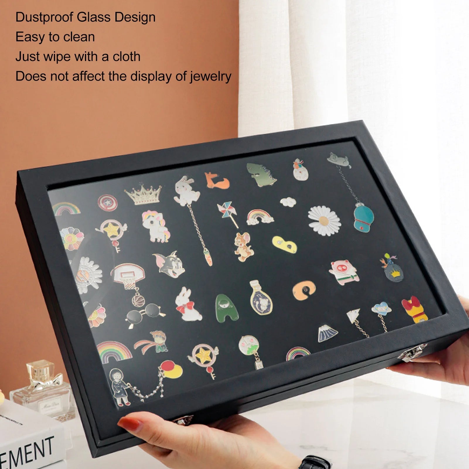 Medal Frame Box Space Saving Pin Display Case Dustproof Transparent Lid Sponge Lining with Lock Buckle for Badge Collection Qme