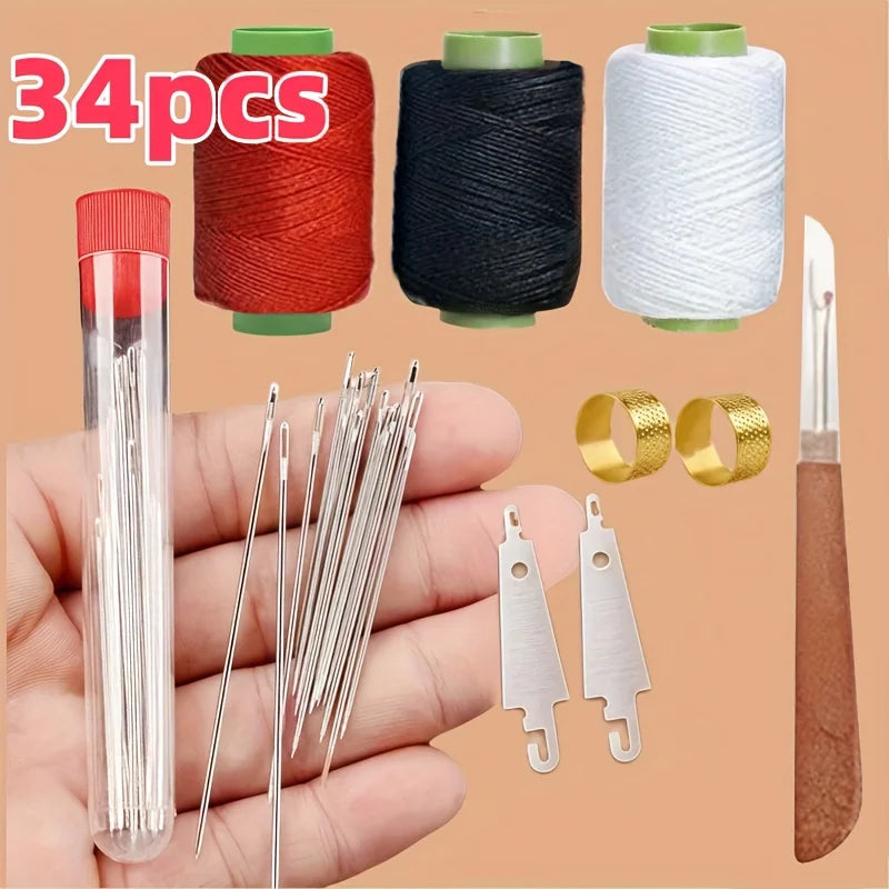 Big Eyed Steel Sewing Needle Set, Sewing Tool Set, Stainless Steel Handmade Sewing Needle, Portable DIY Handmade Craft Set Qme
