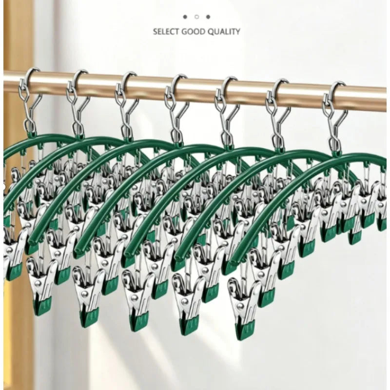 10 Clips Stainless Steel Sock Clip Pace-Saving Arc Sock Drying Rack Windproof Non-slip Clothes Rack Underwear Clip Towel Hanger Qme