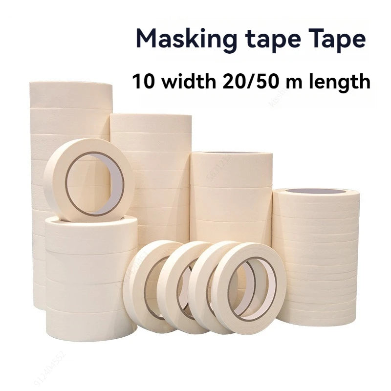 50m/20m Masking Tape White Color 12/18/60mm Single Side Tape Adhesive Crepe Paper for Oil Painting Sketch Drawing Supplies Qme 40mm or 1.57inch 20m or 18.2yard