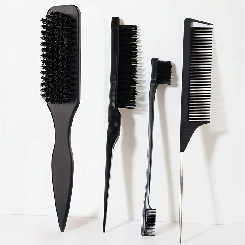 Professional Pointed Tail Comb Anti-static Nylon Bristles Precise Qme Blac 4Pcs