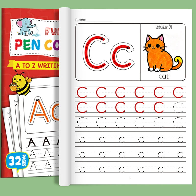 Children's Alphabet Practice Books A-z Writing Learning Drawing Pages Qme