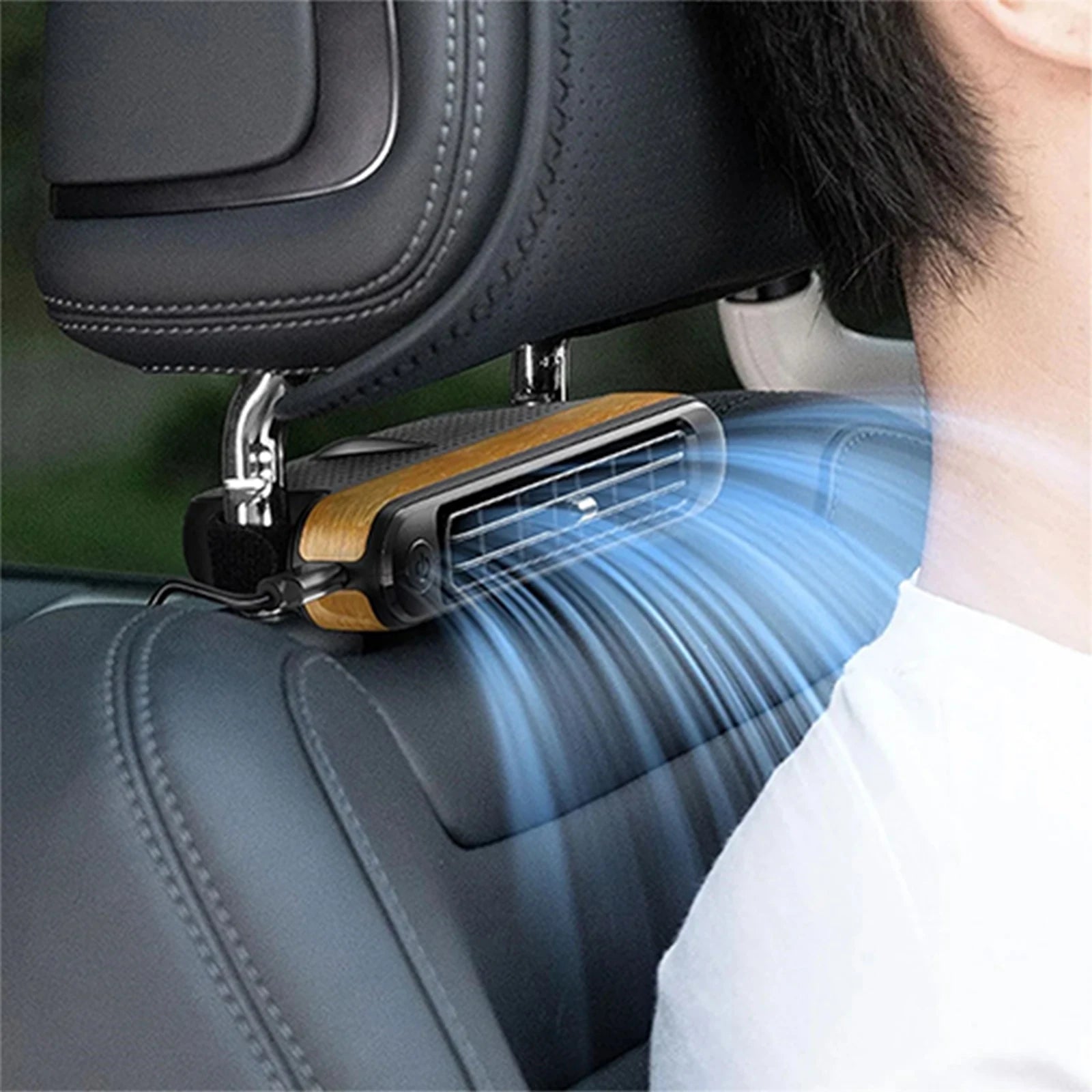 Protable Detachable Car Cooling Fan for Backseat 3 Speeds Portable Car Seat Headrest Fan Car Seat Fan for Mini Cars RVs Sedans Qme