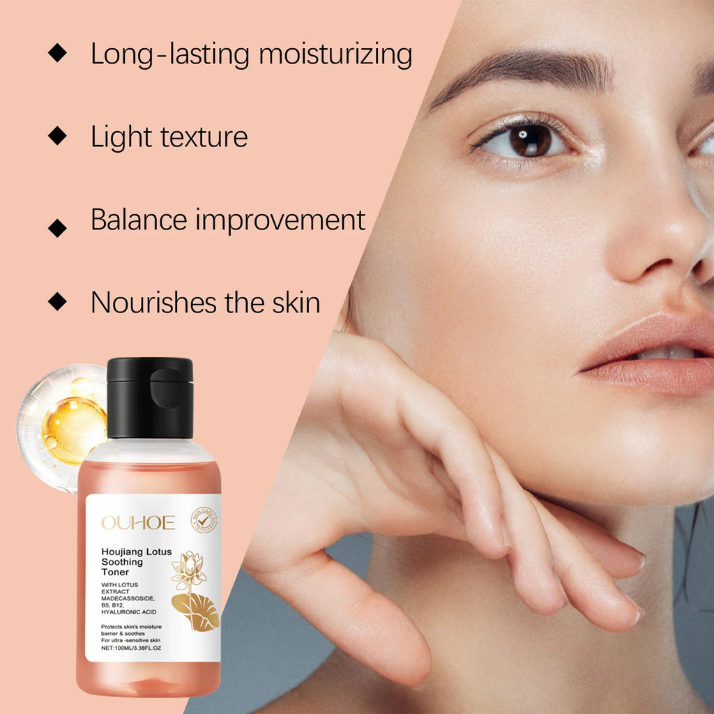 Lotus Facial Toner Soothing Moisturizing Smoothing Brightening Firming Skin Care for Sensitive Skin Pore Refining Essence Toner Qme