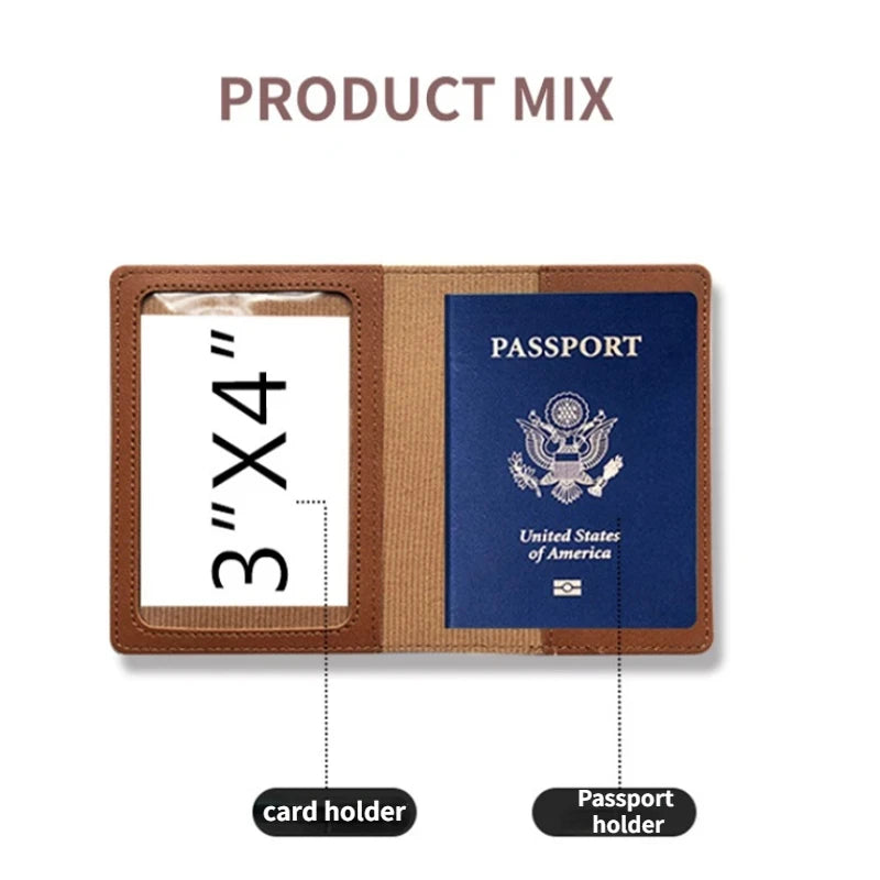 PU Leather Luggage Tag Passport Holder Set Passport Protective Cover Travel Portable ID Credit Card Holder Travel Accessories Qme