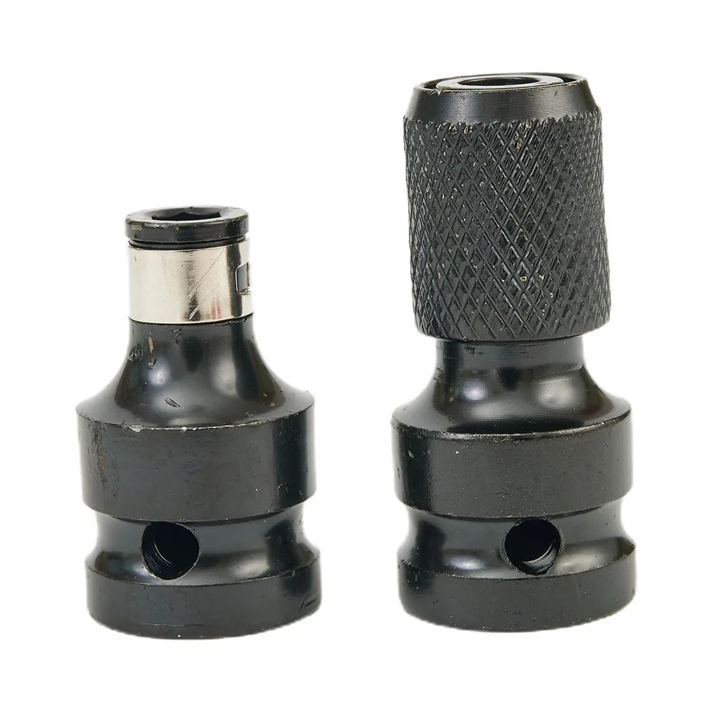 2Pcs/set 1/2 Square Drive To 1/4 Hex Shank Drill Bit Chuck Adapter Converter Kit Quick Adaptor Socket Converter Qme A