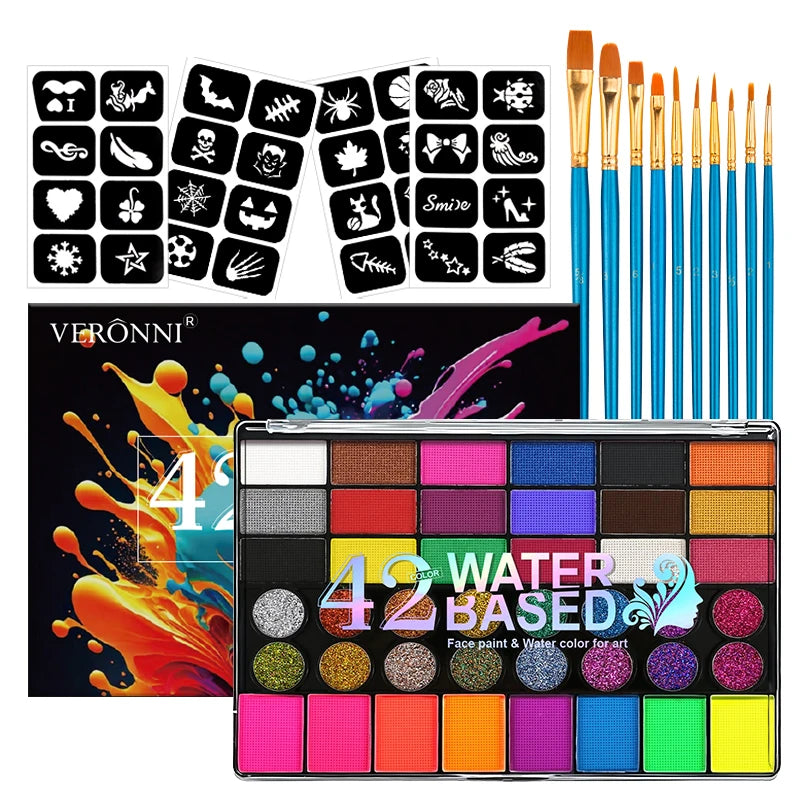42-Color Water-soluble Body Paints Designed Face Painting Featuring Qme 3pcs-blue