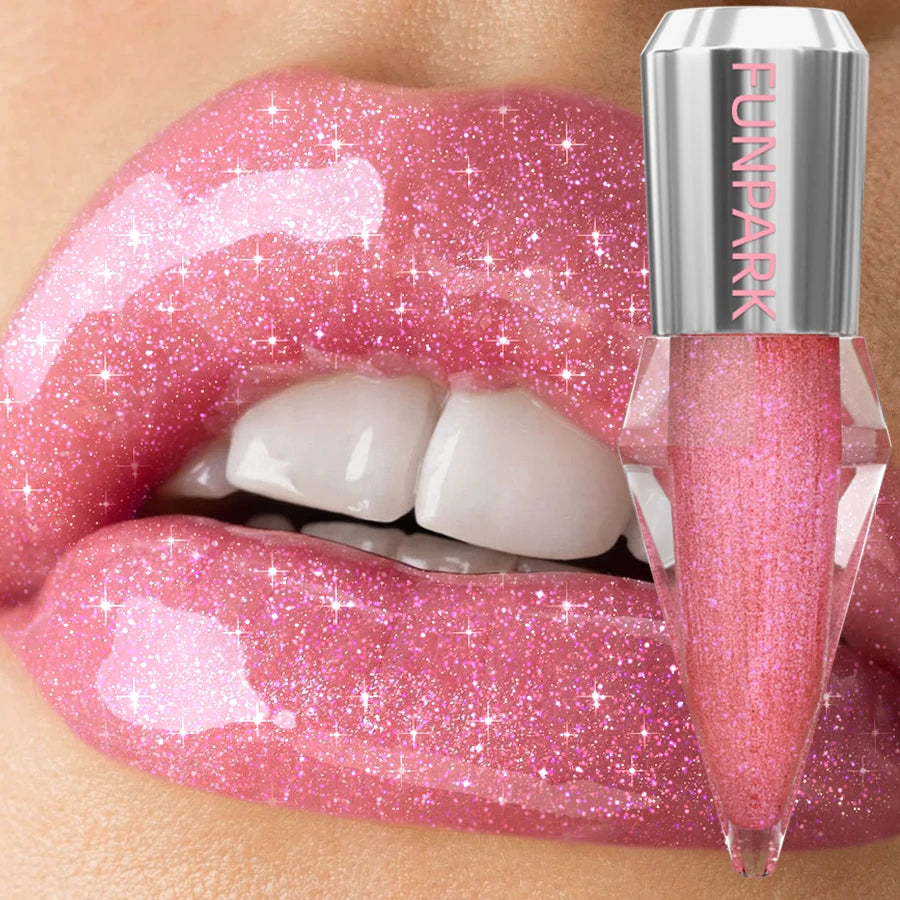 8 Glitter Shimmer Lip Gloss Moisturizing Tinted Fuller Effect Diamond Qme