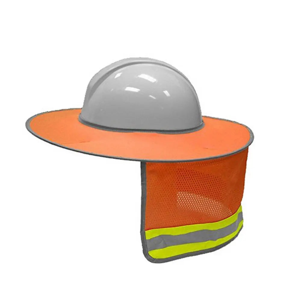 2PCS Sunshade Outdoor Construction Safety Hard Hat Sun Shade Neck Shield Reflective Stripe Protective Helmets Shield Qme Orange
