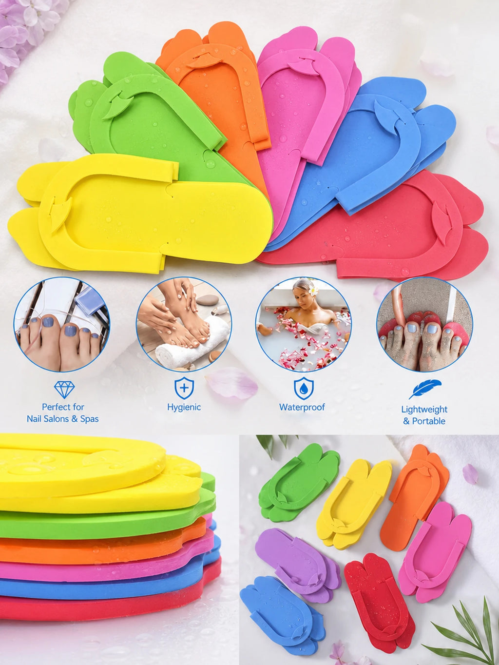 12 Pairs Manicure Slippers Nail Care Tools Spa Beauty Salon Made EVA Qme