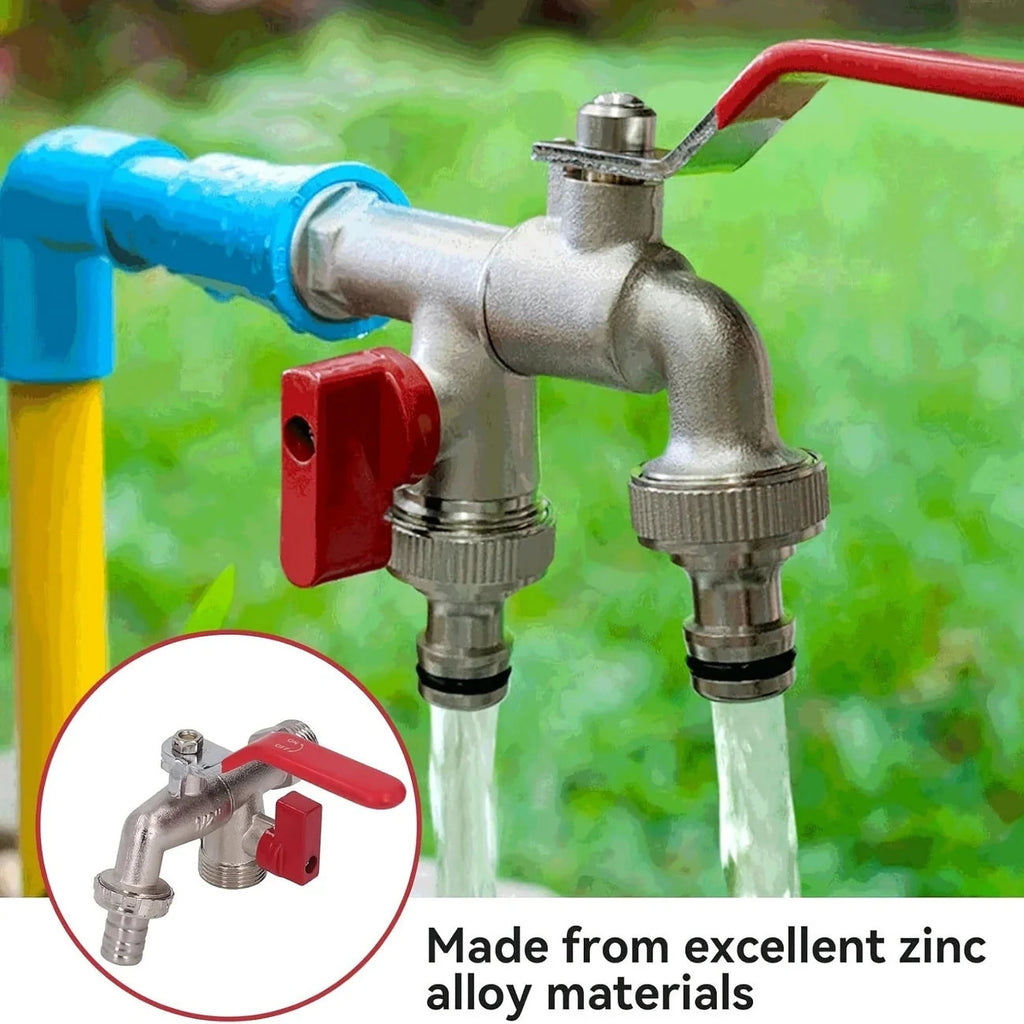 1Pc dual socket garden water pipe faucet, universal threaded multi-component outdoor faucet, compatible with sprinklers and wate Qme