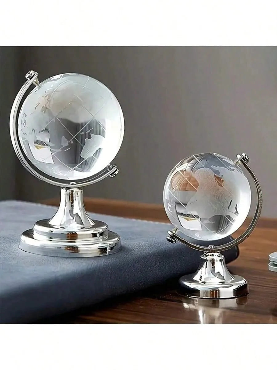 Crystal Globe Transparency 3D Rotating Office Living Room Decor Qme