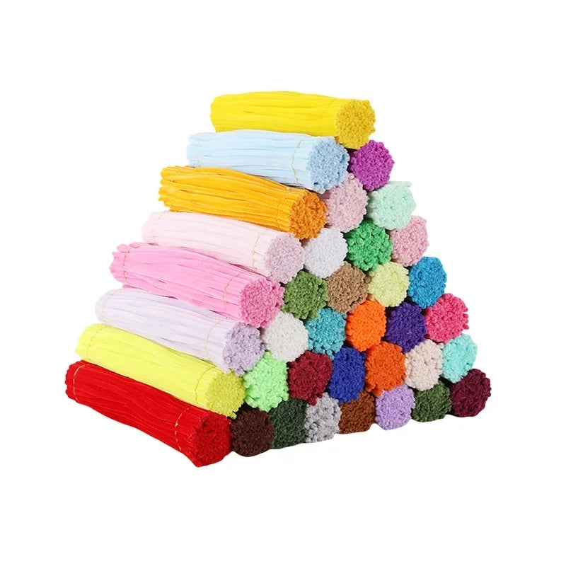 100/200/300PCS Colorful Chenille Stems DIY Wired Twist Stick Hair Strip Kids Handmade Educational Toys Qme