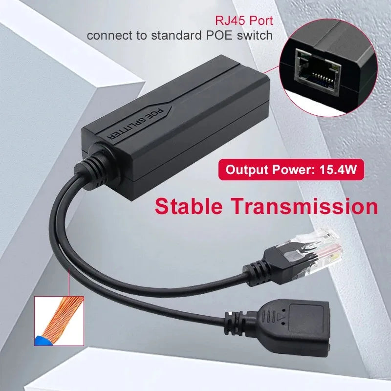 1PCS MicroUSB POE Splitter 48V to 5V Power Module Gigabit Fast Ethernet LAN to Android Plug Qme