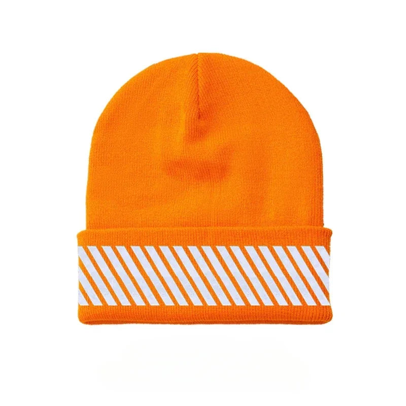 New Knitted Fluorescent Cute Autumn Winter Bonnet for Women Girls Ladies Casual Warmer Caps Qme Orange